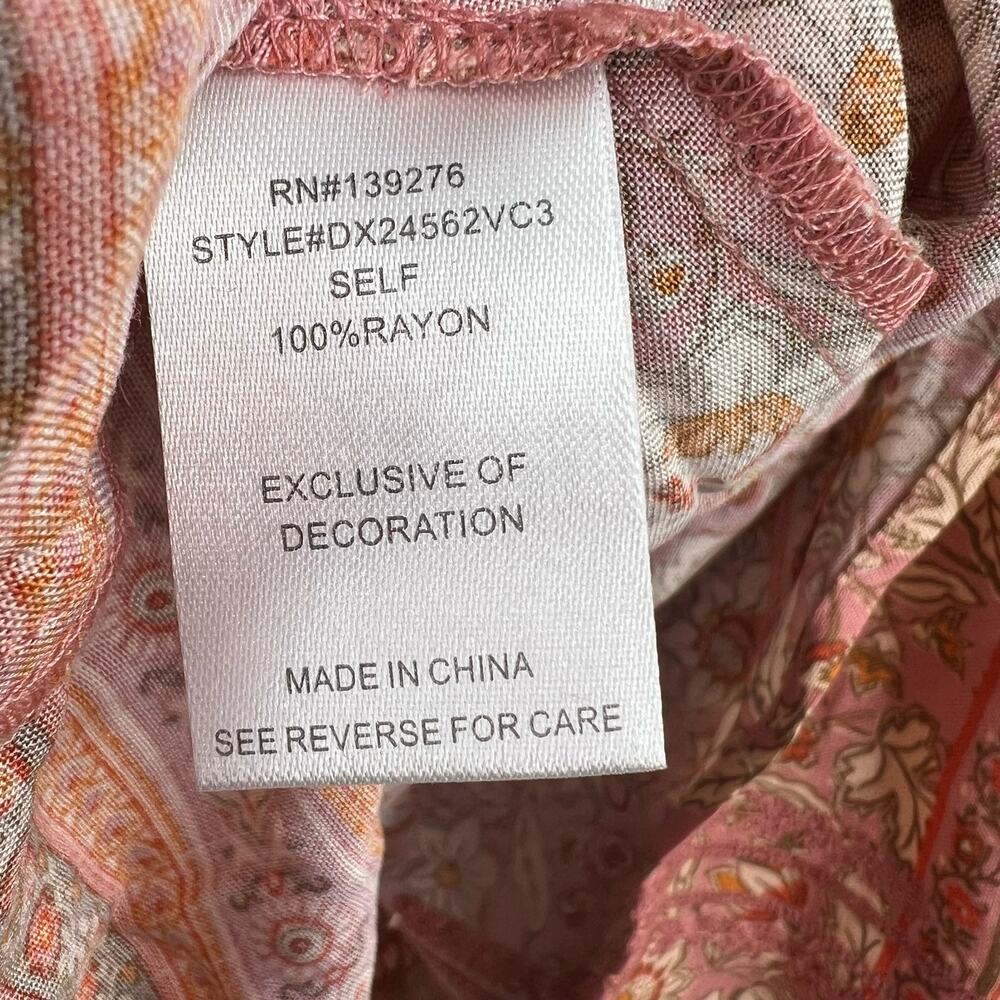 Daniel Rainn Floral Sleeveless Pink Blouse Lace Up Front Size 2X New - Picture 6 of 10